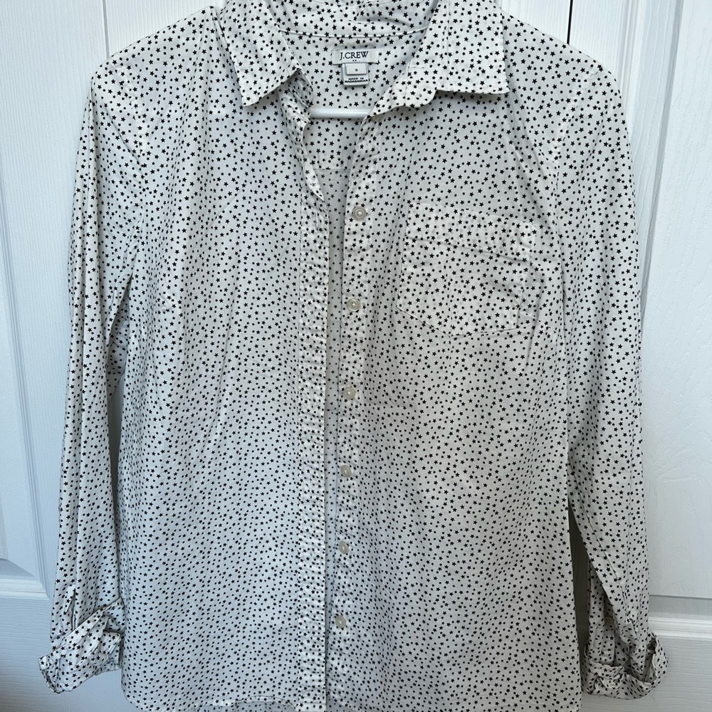 star print button up j crew shirt